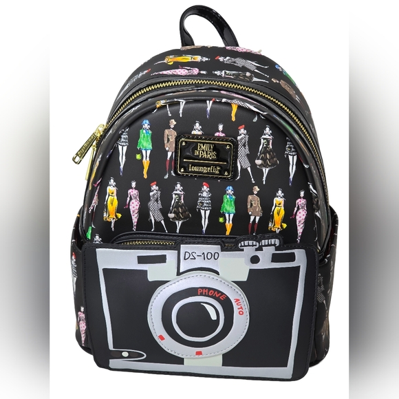 Loungefly Handbags - Loungefly Emily In Paris Limited Edition All Over Print Black Mini Backpack nwt